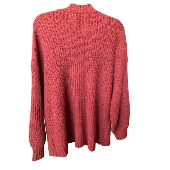 AEO Rust Orange Red Knit Cozy Cardigan Sweater Womens Size Large New - Picture 2 of 9